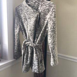 Hm green gold marble watercolor wrap wool coat